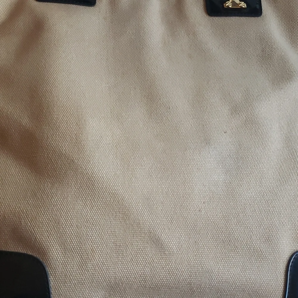 Tory Burch canvas and patent leather tote large bag